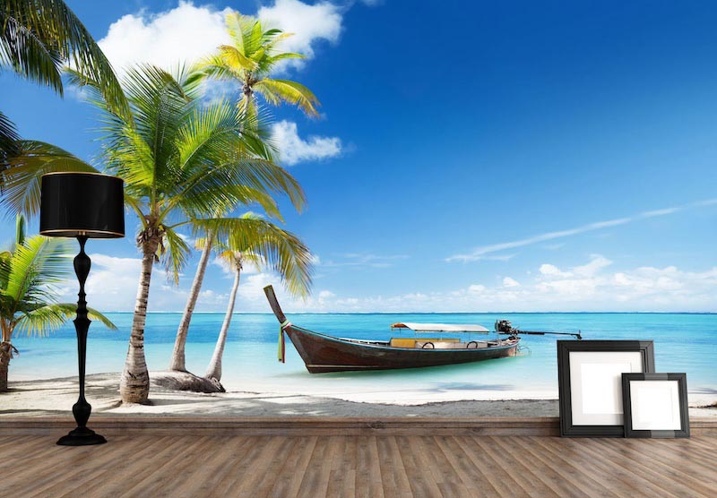 Tropical vacation - 3D wallpaper for wall applied