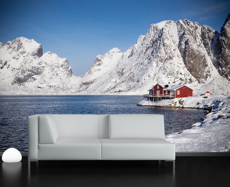 House on the lake - Photo wallpaper decor applied