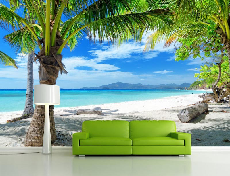 Palm shadow - Mural wallpaper applied