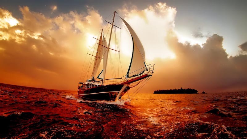 Sunset from the boat - Mural wallpaper
