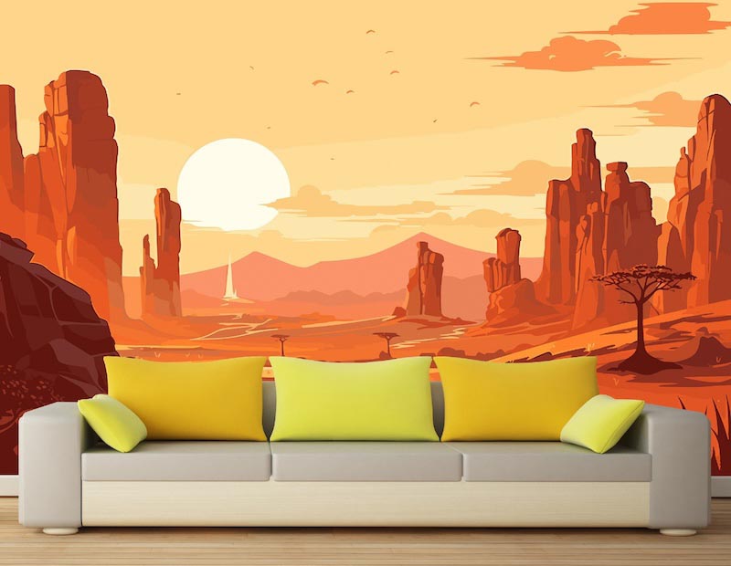 Desert Sunrise Splendor Wallpaper Mural | Majestic Dawn in the Dunes - Application
