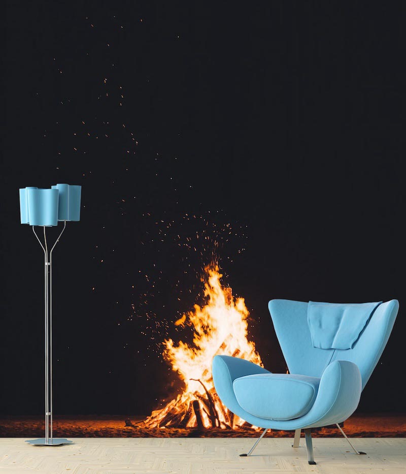 Camp fire - Mural wallpaper applied