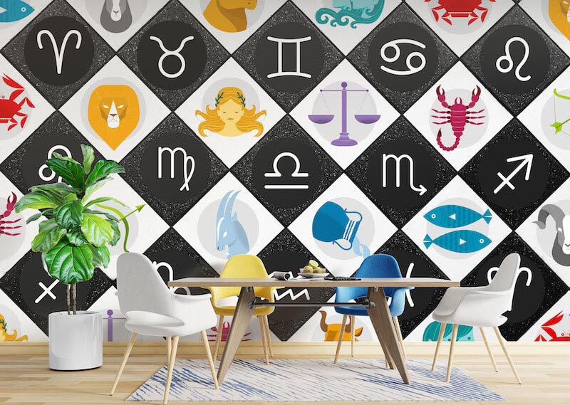 Merge Mystical Realms: Zodiac Signs and Celestial Drawings Wallpaper Mural - Application