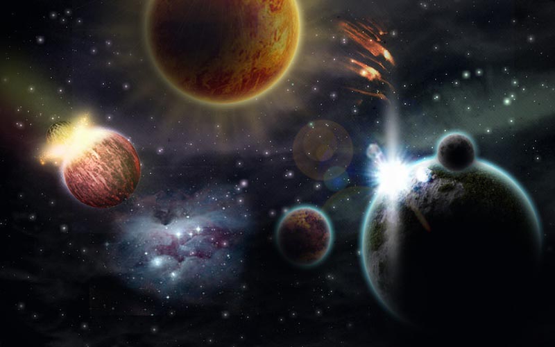 Galaxy system - 3D wallpaper decoration