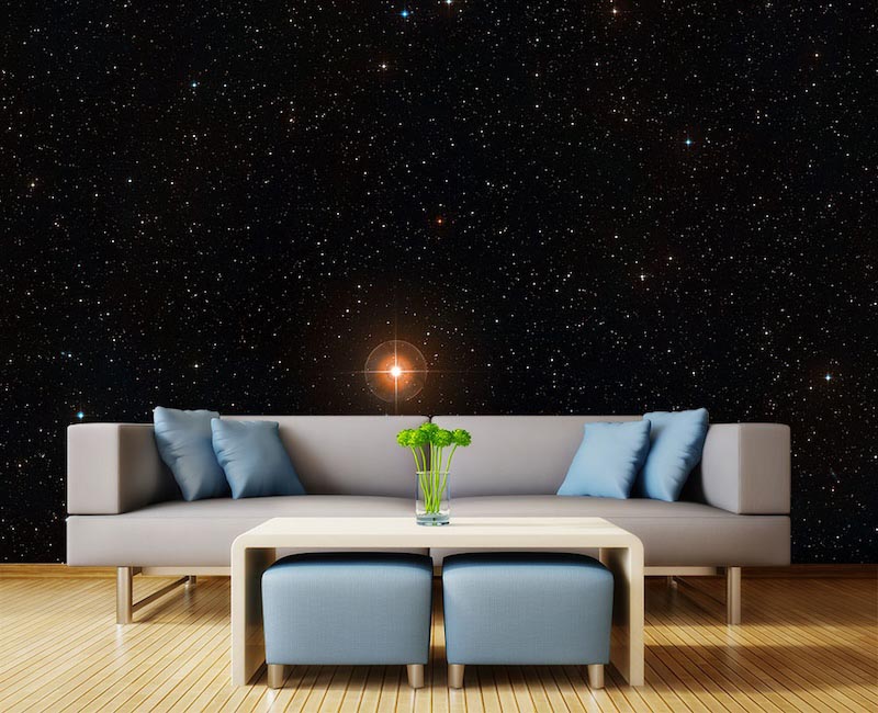Under the stars - 3D wallpaper decoration applied