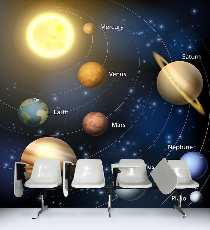 Matrix of planets - 3D wallpaper decoration applied
